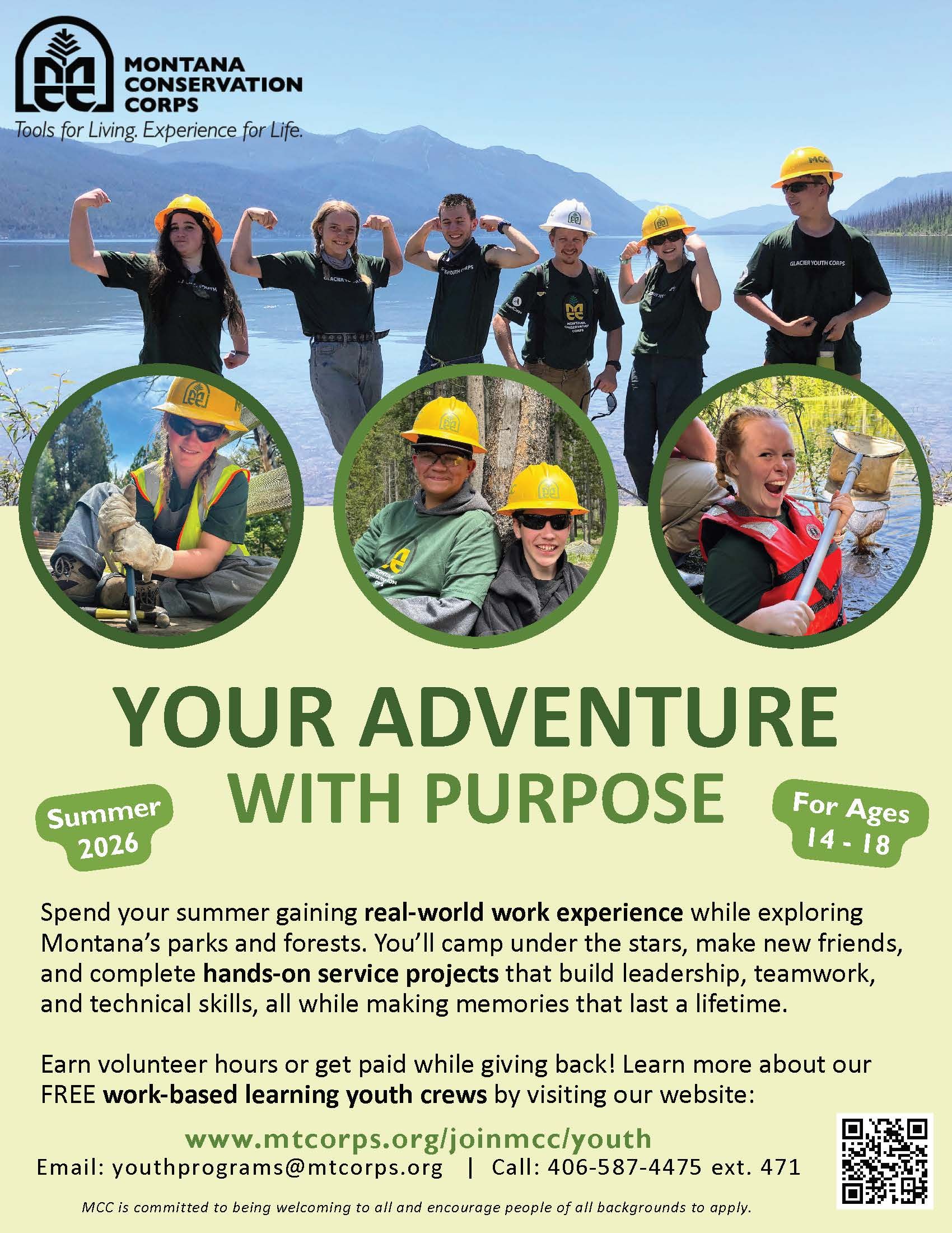 Amazing summer opportunity for students! Youth Conservation Corps (Ages 17-18)